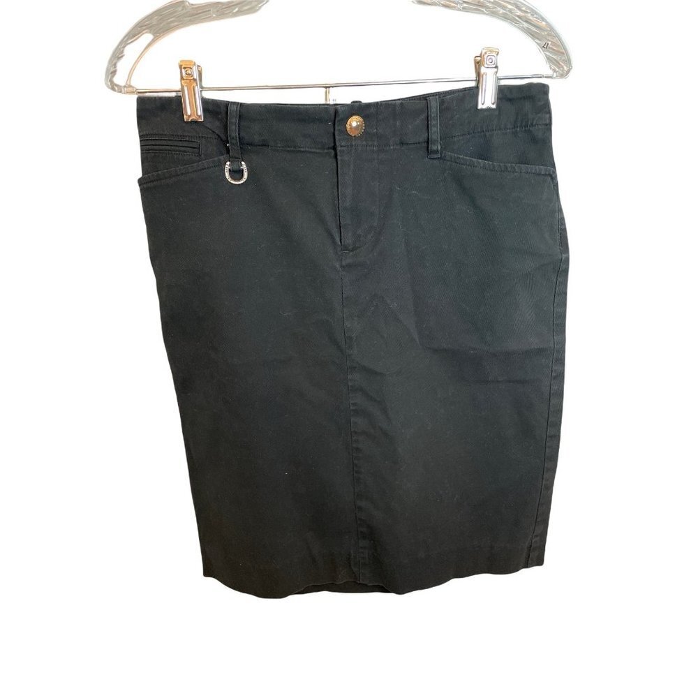 Lauren Ralph Lauren Petite Black Buttoned Knee-Length Pencil Skirt Sz 4P